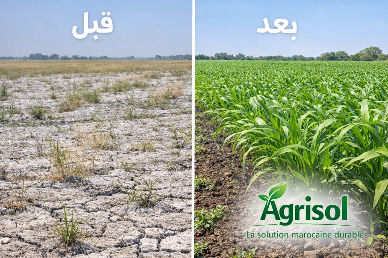 قبل وبعد استخدام الجبس الزراعي